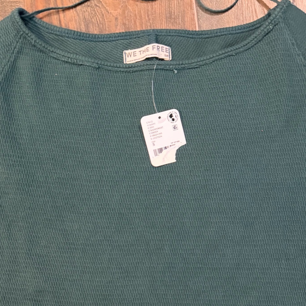 NWT- Free People We The Free Teal Dark Green Long Sleeve Top - Picture 2 of 3